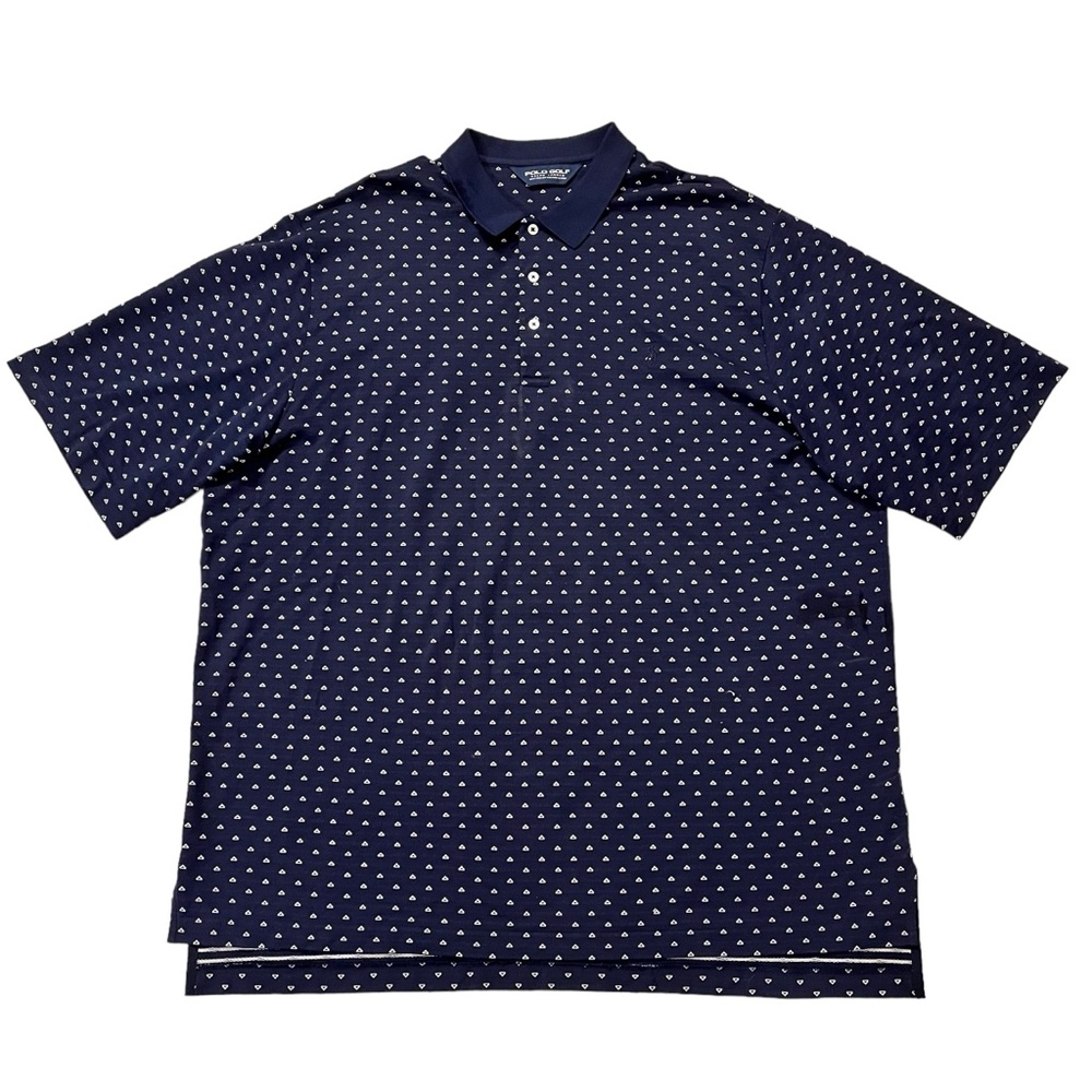 ❣️SALE❣️POLO Ralph Lauren Men’s Golf Shirt Top XXL Geometric Cotton Navy Blue